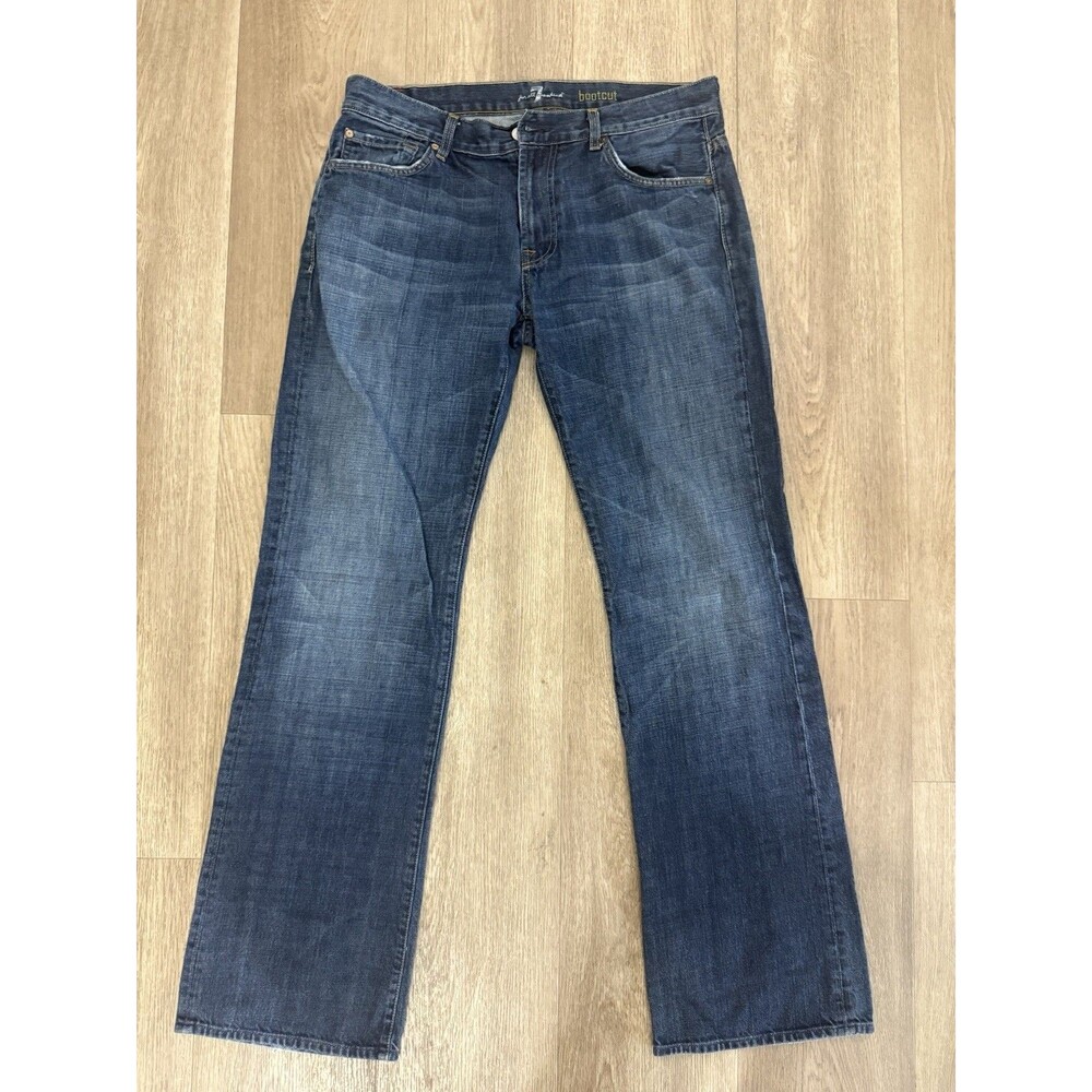 Men’s For All Mankind 36x34 Bootcut Jeans USA Made Blue Distress Y2K